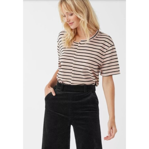 NEW Splendid Milo Mineral Wash Striped Split Tee - Picture 2 of 8